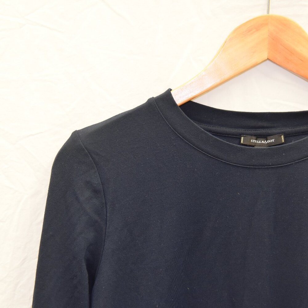 Stella & Dot Navy Ruffle Long Sleeve Blouse - WS